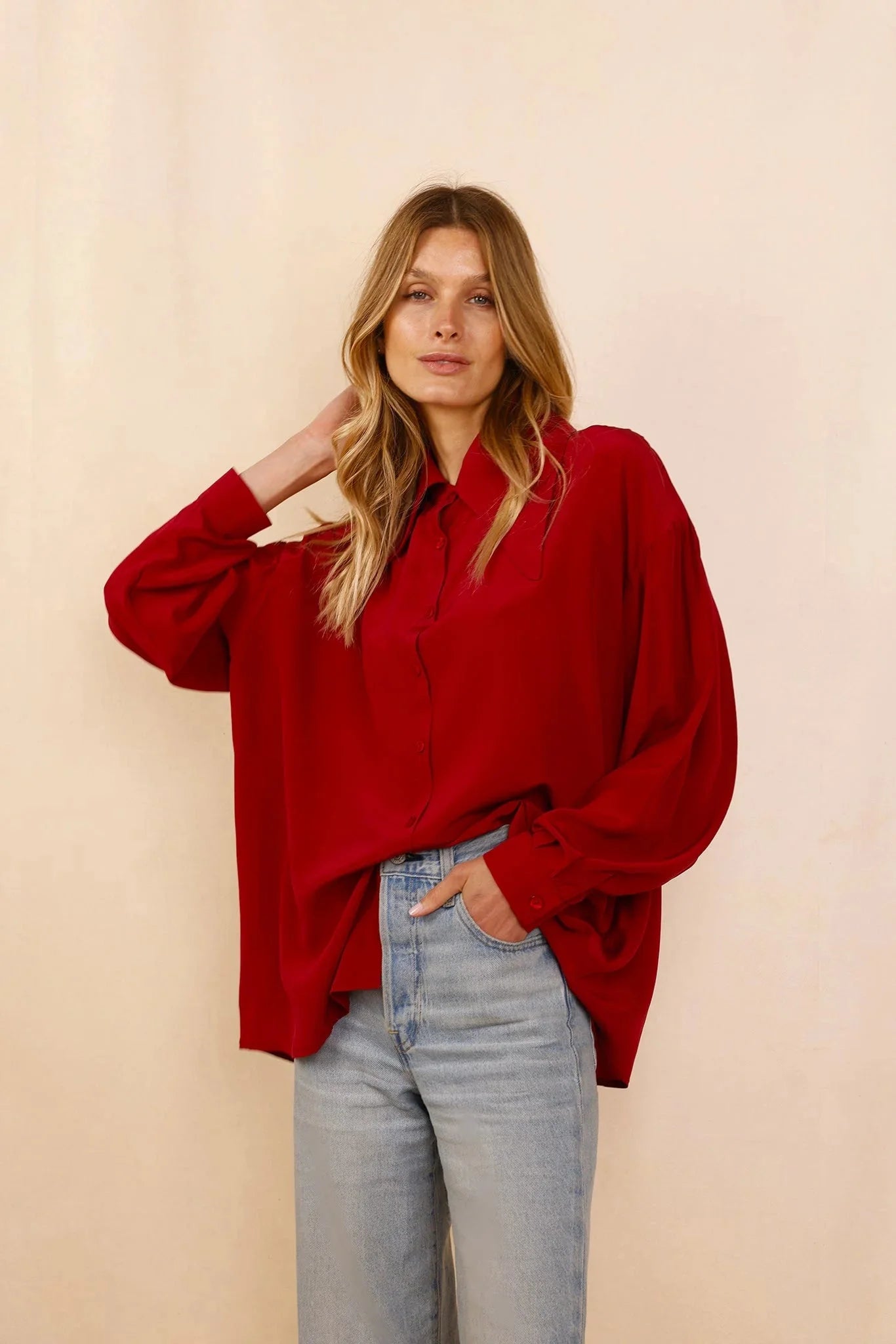 Chemise Grand Col LUCCIANA Bordeaux - Soie