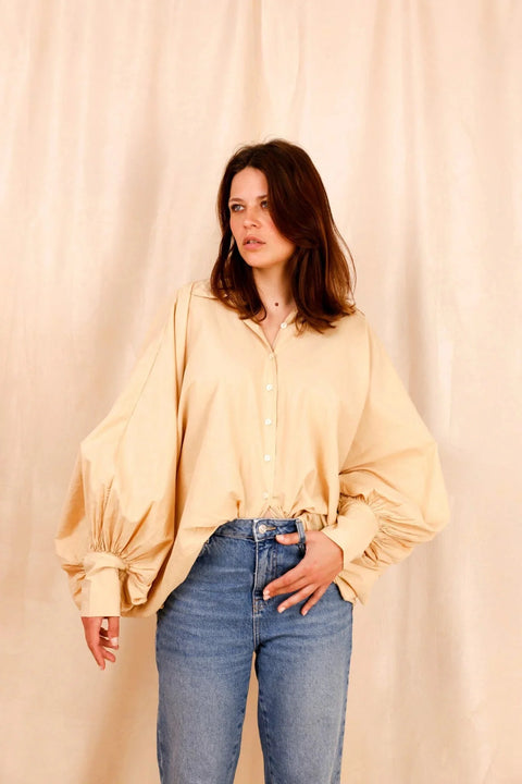 Chemise SATCHI - moka - 100 % Voile de coton - HORTENCE