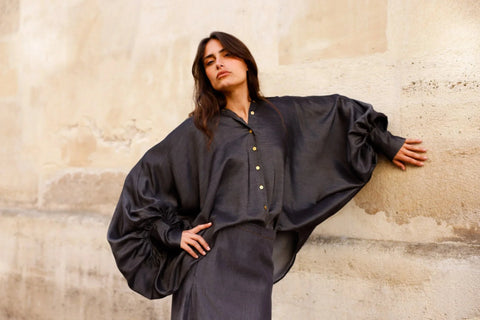 Chemise Satchi - 100% Grey Tencel - HORTENCE