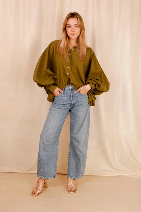 Chemise SATCHI - olive - 100 % Voile de coton - HORTENCE
