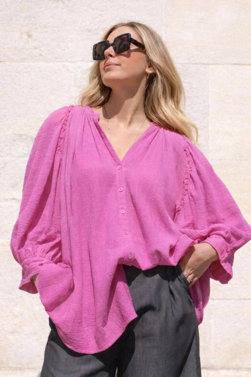 Chemise SIMONE Framboise - 100% coton