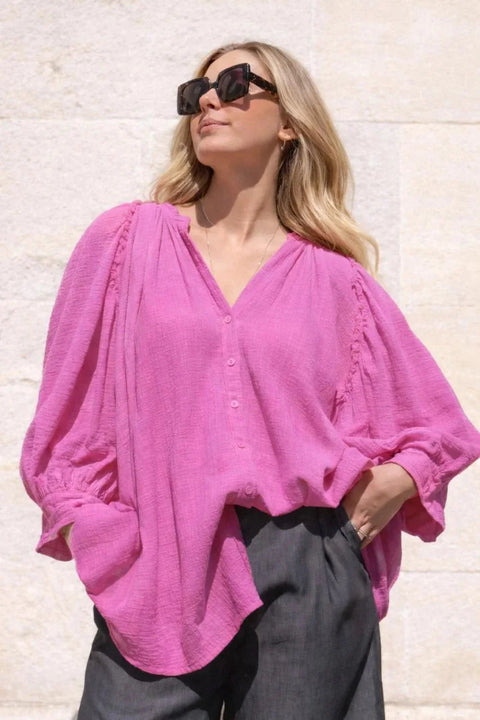 Chemise SIMONE Framboise - 100% coton