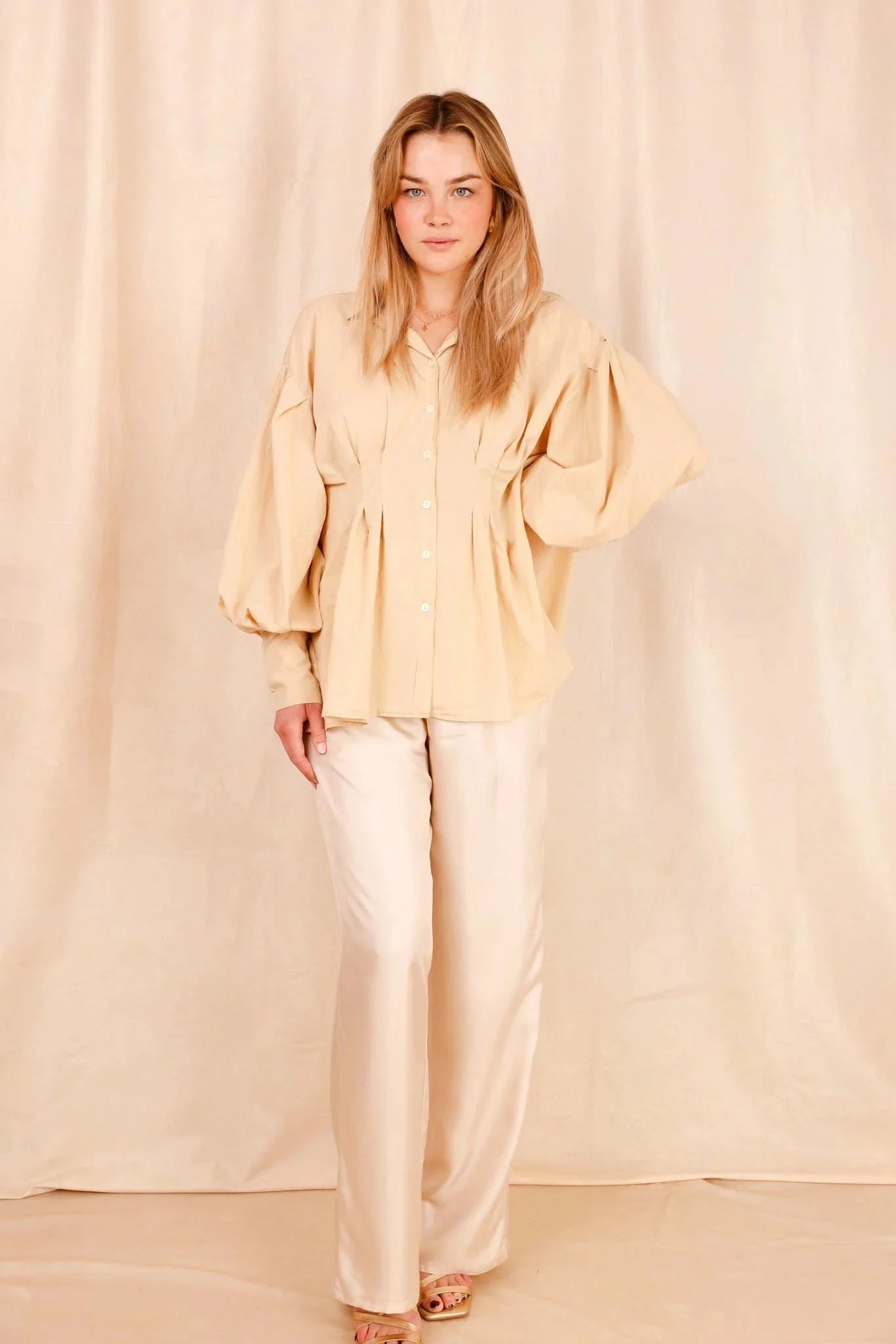 Chemise VAHINA - amande - 100% voile de coton - HORTENCE