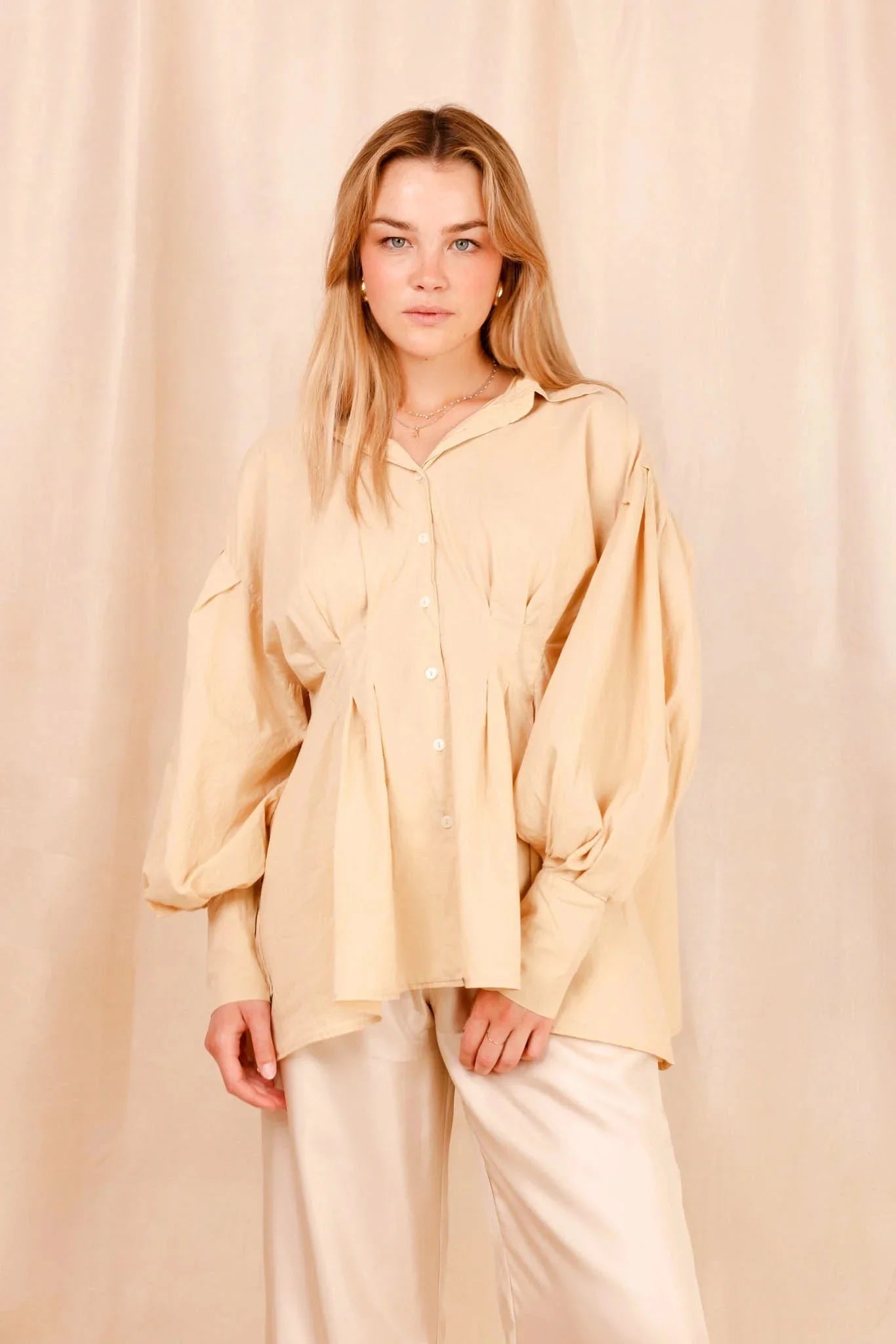 Chemise VAHINA - amande - 100% voile de coton - HORTENCE