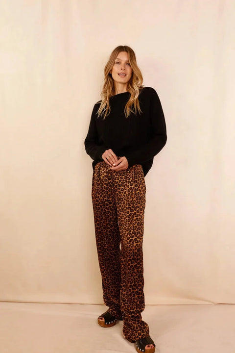 ANGE Leopard Print Trousers - Silk