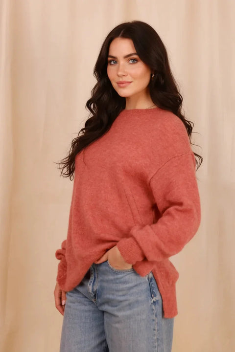 Pull ALBA vieux Rose - Baby Alpaga & laine vierge
