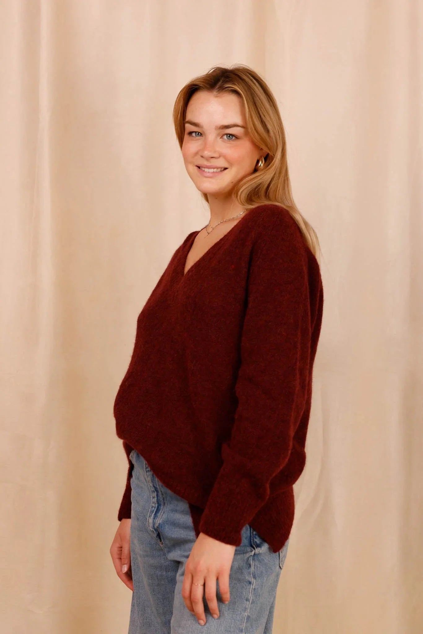 Pull MARIE bordeaux - Baby Alpaga & laine vierge - HORTENCE