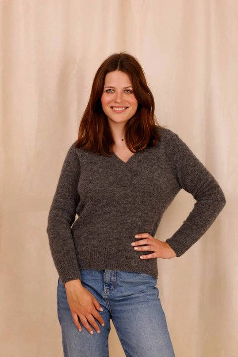 Pull MARIE gris - Baby Alpaga & laine vierge - HORTENCE