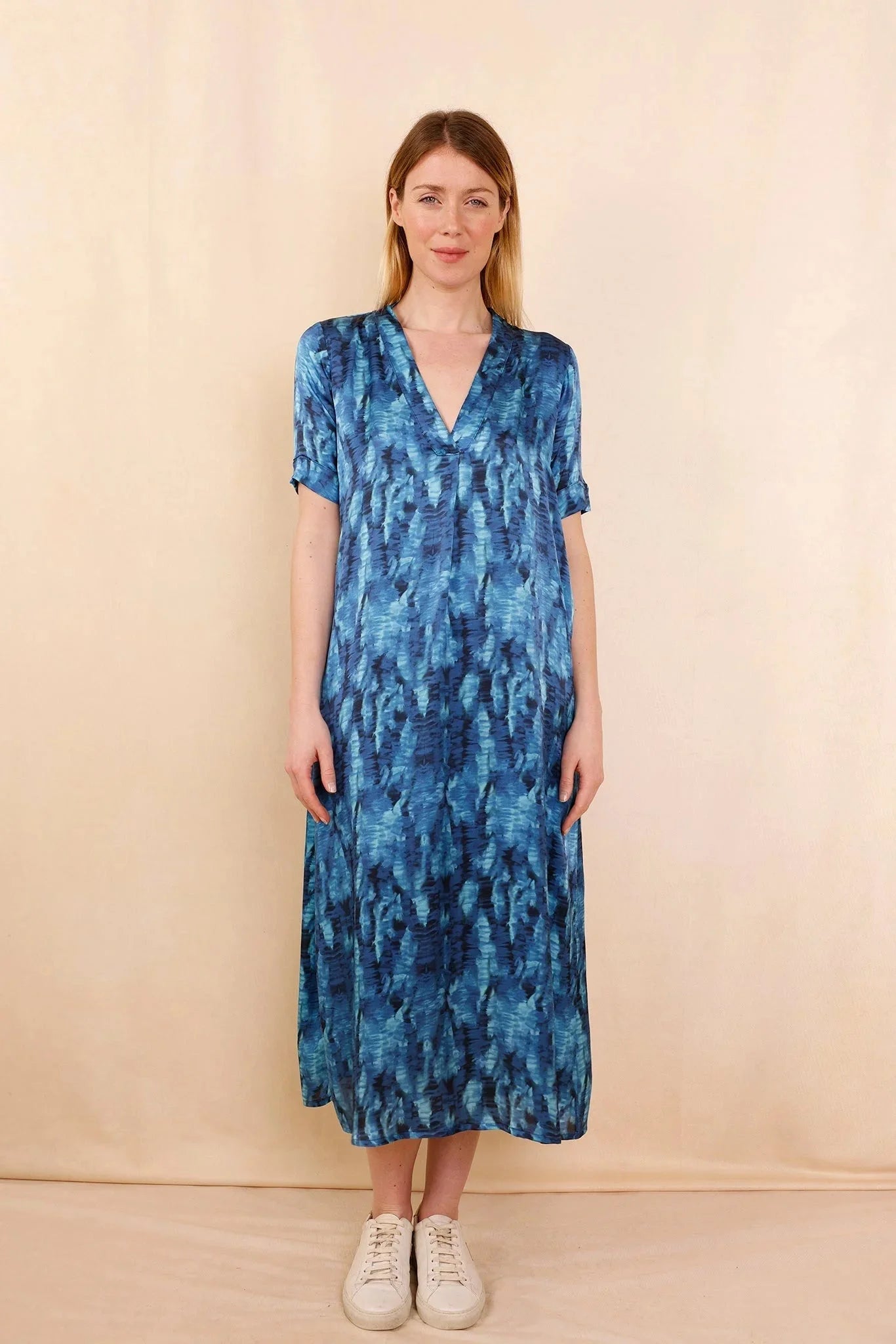 Robe TADASANA blue lagoon - 100% Soie - HORTENCE