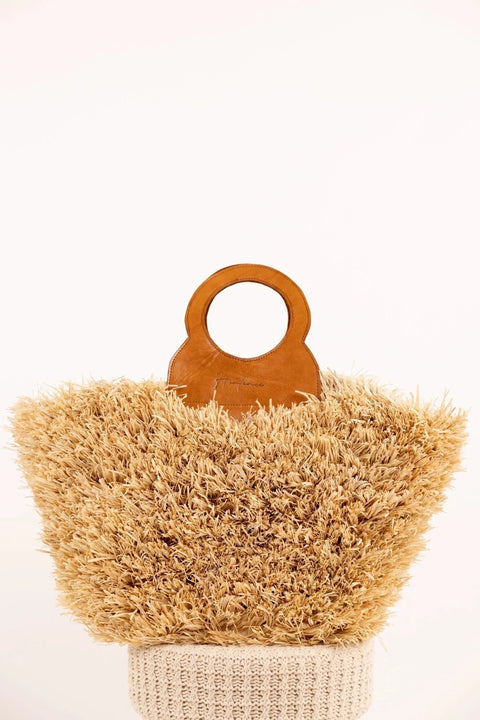 Sac ROMY Gold - Raphia naturel et cuir