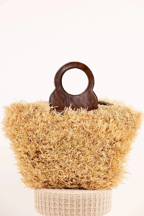 Sac ROMY Gold - Raphia naturel et cuir