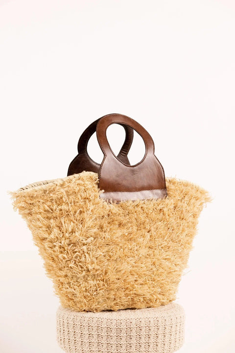 Sac ROMY Gold - Raphia naturel et cuir