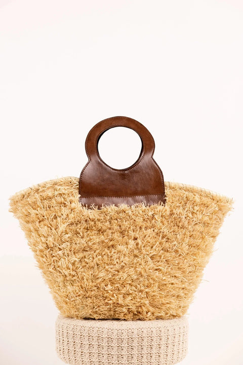 Sac ROMY Gold - Raphia naturel et cuir