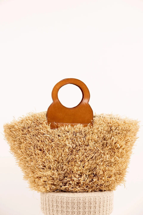 Sac ROMY Noir - Raphia naturel et cuir