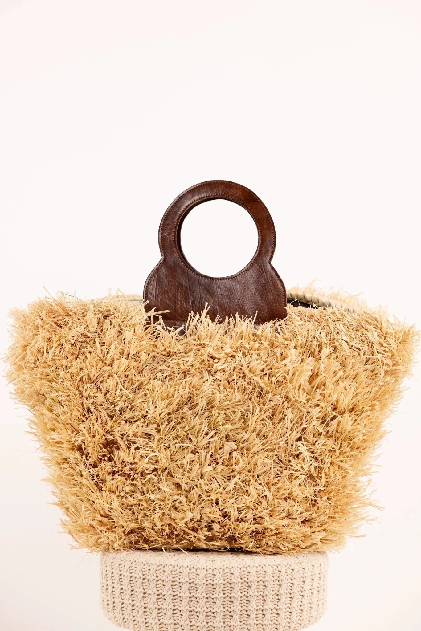 Sac ROMY Noir - Raphia naturel et cuir