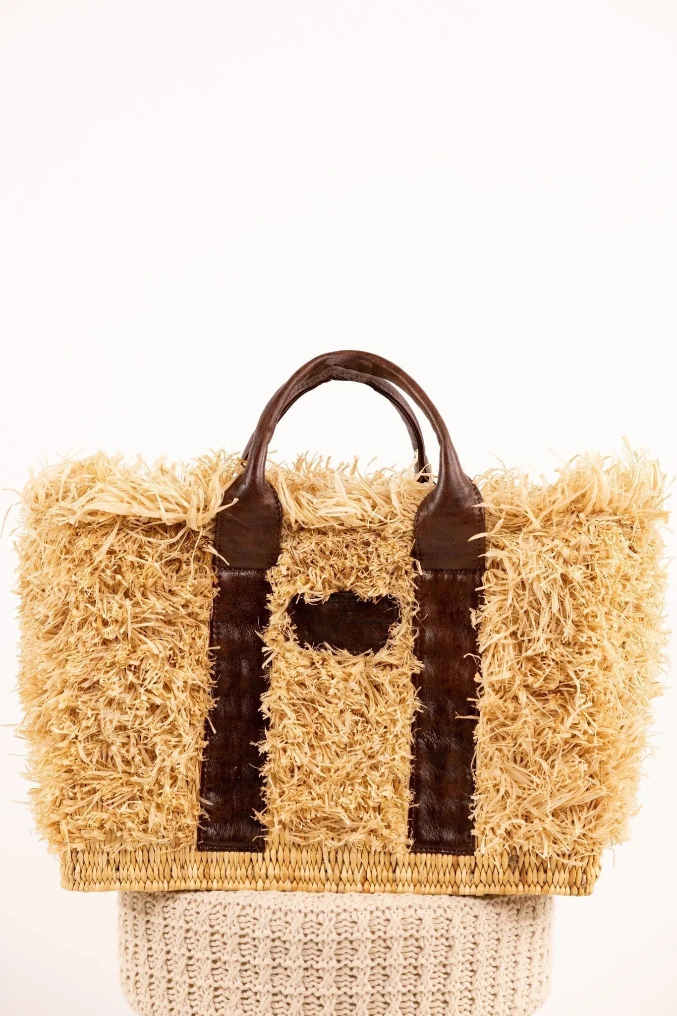 Sac ZOEY Cognac - Raphia naturel et cuir