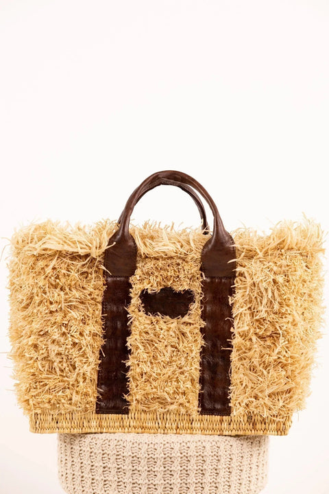 Sac ZOEY Cognac - Raphia naturel et cuir