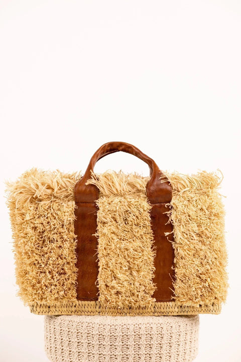 Sac ZOEY Gold - Raphia naturel et cuir