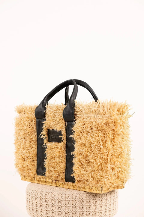 Sac ZOEY Gold - Raphia naturel et cuir