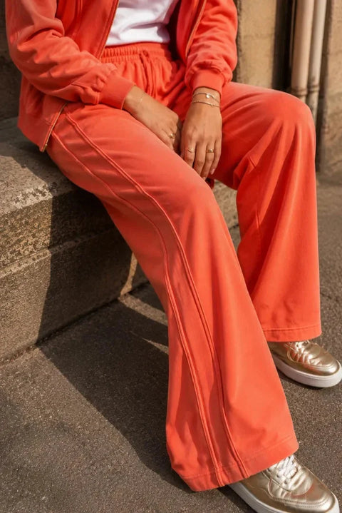 Sweat zippé Loungewear ALBA Corail - Coton