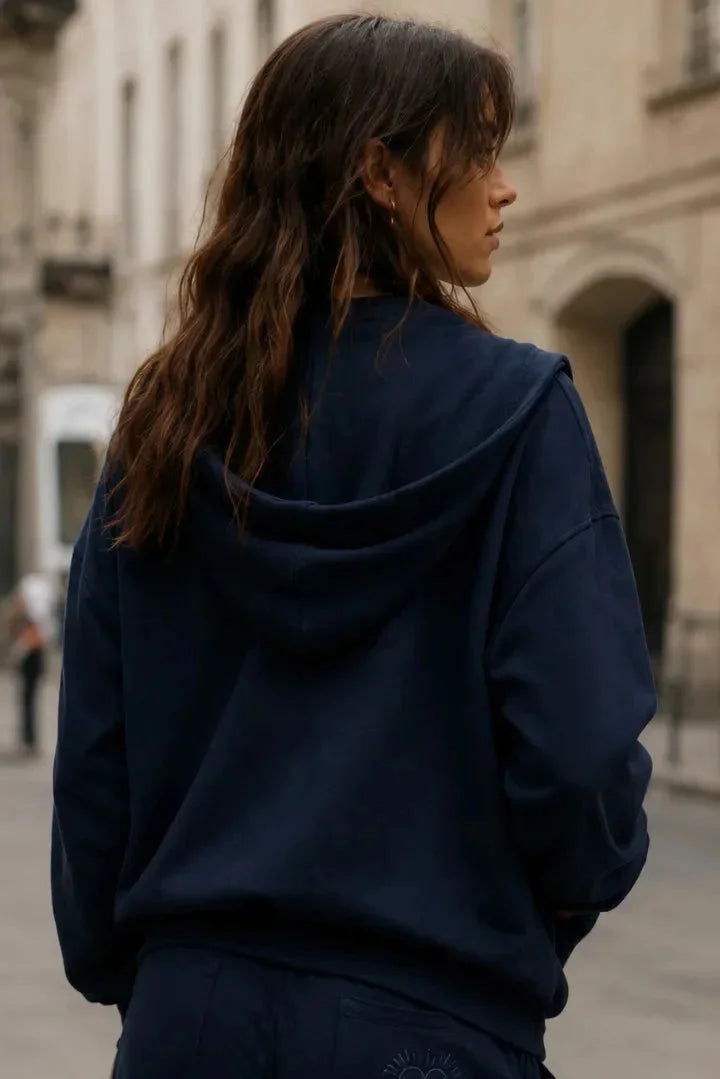 Sweat zippé Loungewear ALBA Marine - Coton