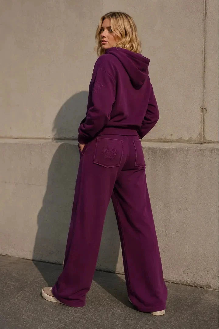 Sweat zippé Loungewear ALBA Prune - Coton