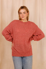 Pull ALBA vieux rose - Baby Alpaga & laine vierge - HORTENCE