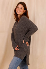 : Pull CHARLOTTE gris - Baby Alpaga & laine vierge - HORTENCE