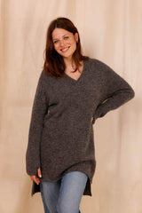 : Pull CHARLOTTE gris - Baby Alpaga & laine vierge - HORTENCE