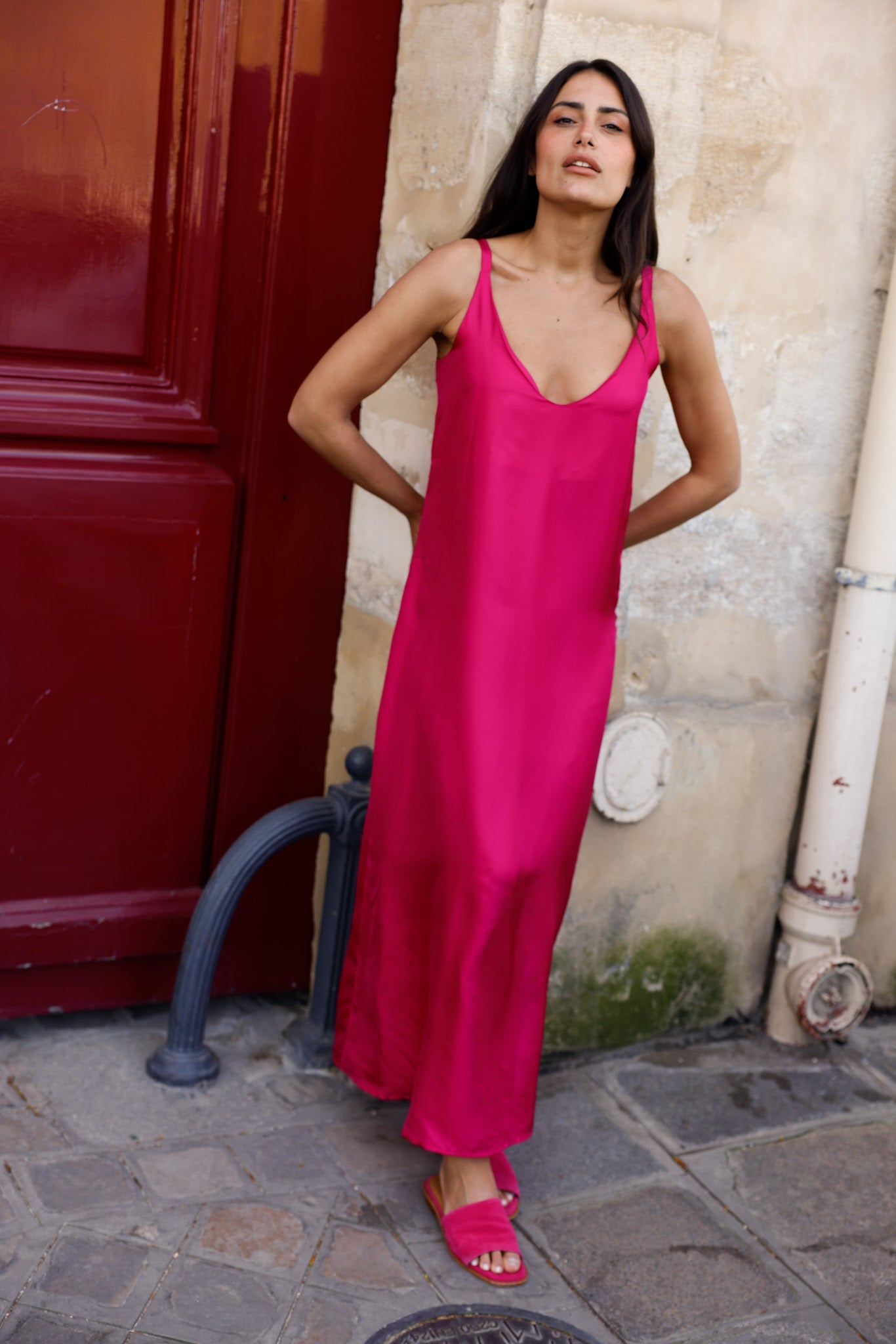Robe ILIA Fushia - 100 % Soie 🆕 - HORTENCE