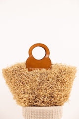 Sac ROMY - Raphia naturel et cuir - Cognac - HORTENCE