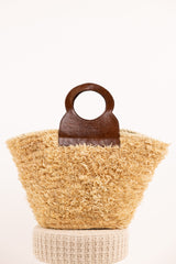 ROMY bag - Natural raffia and leather - Gold
