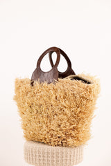 Sac ROMY Noir - Raphia naturel et cuir